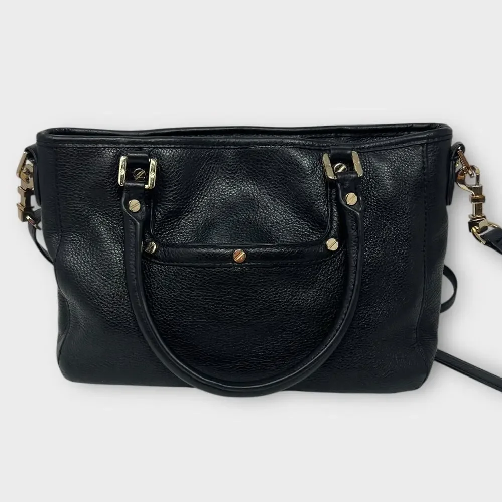 Tory Burch Amanda Mini Satchel Bag Black Pebbled Leather Crossbody